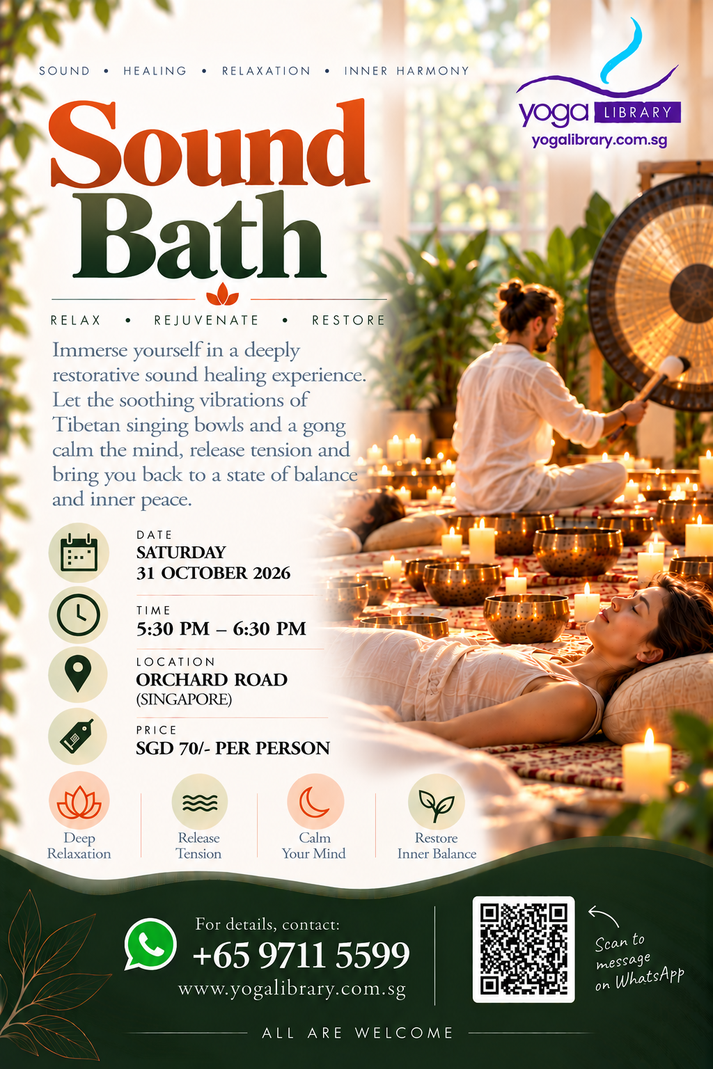 Sound Bath, Saturday 31 October 2026, 5:30–6:30 PM, Orchard Road